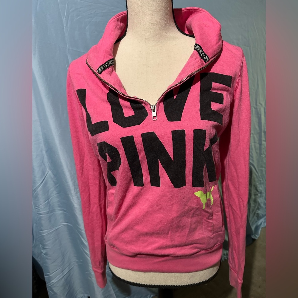 Victoria's Secret Pink Zip-Up Top - Pink and Black